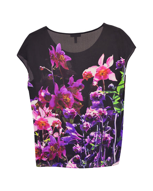 Escada Floral Cap Sleeve Top Multi EU 36 4