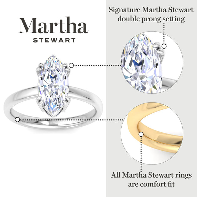 Martha Stewart Marquise Lab Grown Diamond Solitaire Ring White US 7 9