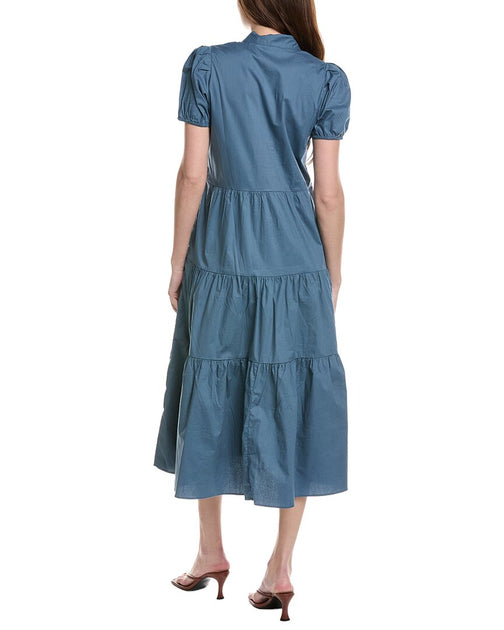 Sail To Sable Button Front Midi Kleid Blau Small 3