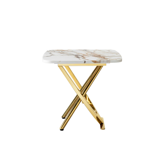 Streamdale Marble MDF Square End Table Gold 3