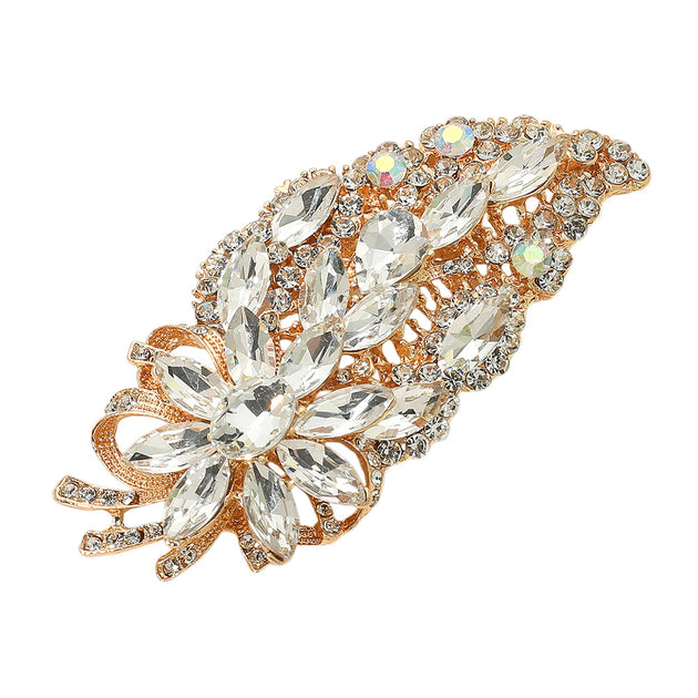 FASHNZFAB Flower Stone Cluster Leaf Pin Brooch Silver One Size 5