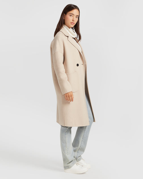 Belle & Bloom Publisher Double-Breasted Wool Blend Coat Beige XLarge 3