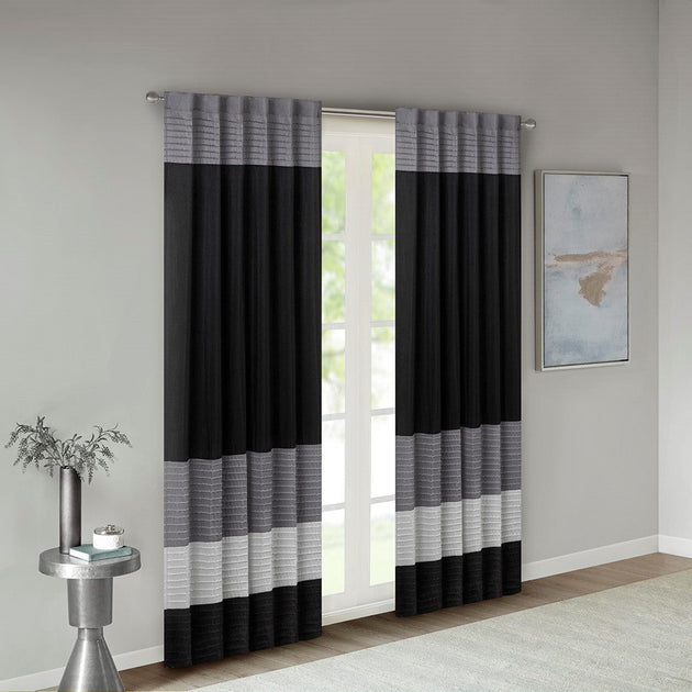 BreeBe Polyoni Pintuck Curtain Panel Grey 10