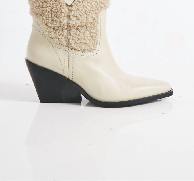 Free People Pitchfork Shearling Western Boot White US 8 2
