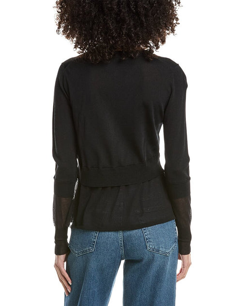 3.1 Phillip Lim Cardigan Double Couche Col V Noir S 3