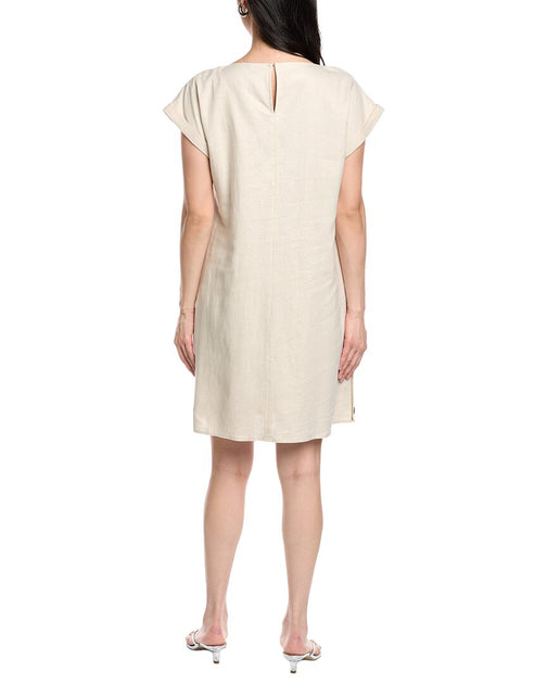 Jones New York Linen-Blend Swing Dress Brown Medium 3