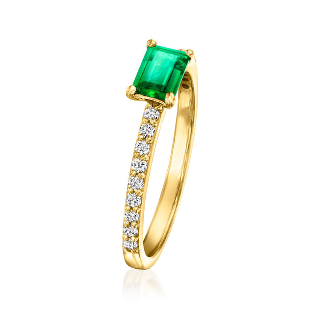 Ross-Simons Pure Lab-Grown Emerald and Diamond Ring Green US 5 4