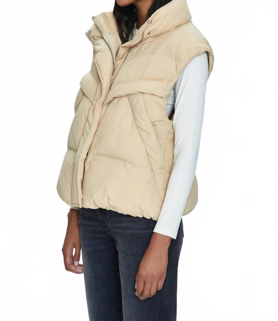 Pistola Joss Quilted Puffer Vest Beige Small 4