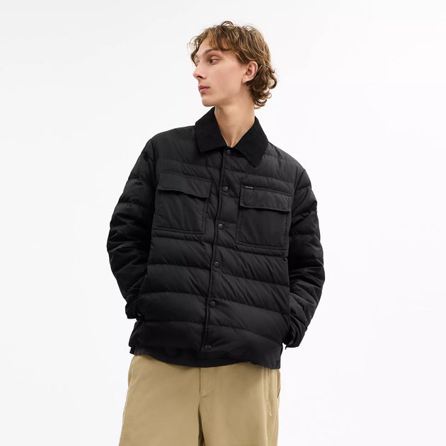 Coach Lightweight Shirt Down Jacket Blue Medium 4