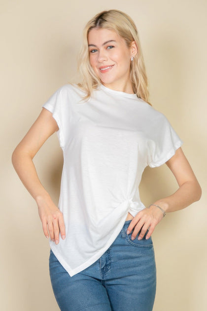 TRUEDAMES Twist Front Tee Black Large 4