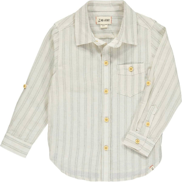 Me & Henry Boys Merchant Button Down Shirt Beige 18-24 Months 2