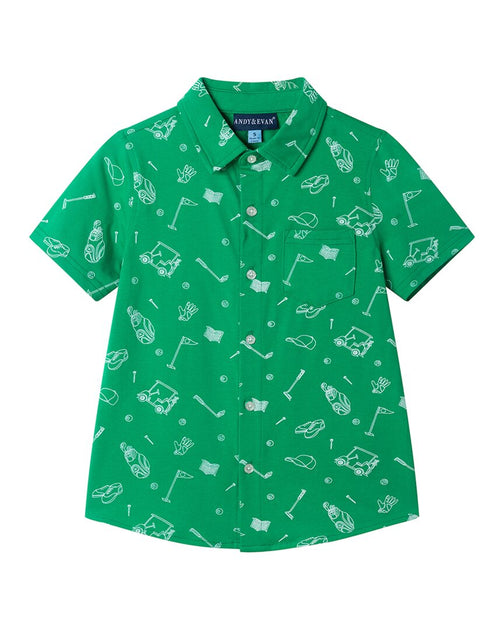 Andy & Evan Printed Knit Shirt Green US 3T 2