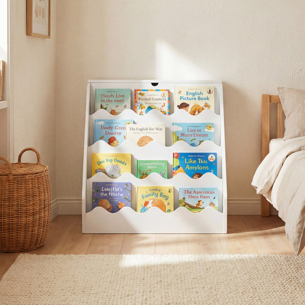 Hivvago 2-In-1 Kids Bookshelf Toy Storage Natural 4