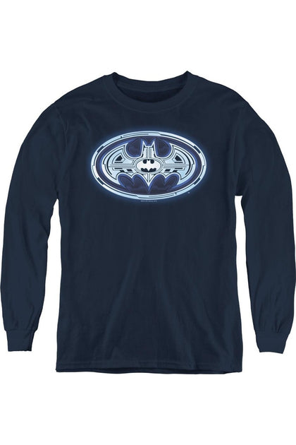 Gildan Batman Cyber Bat Shield Jugend Langarmshirt Blau Medium 2