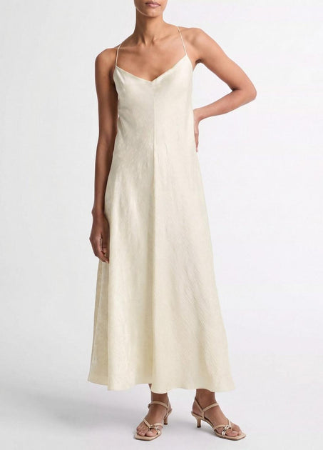 Vince Floral Jacquard Satin Slip Dress | ShopSimon