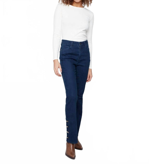 Jean Bootcut Extensible Charlie B avec Boutons Strass Bleu US 6 2
