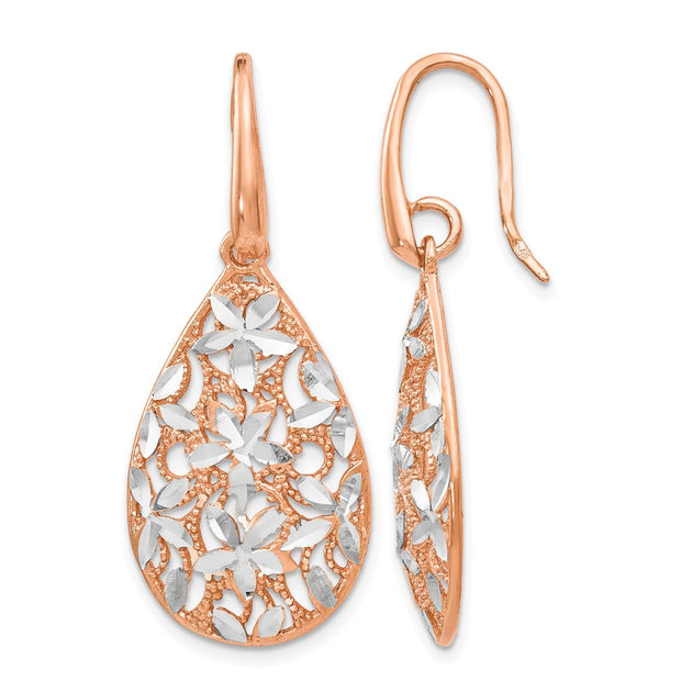 Diamond2Deal Textured Drop Dangle Earrings Silver 2