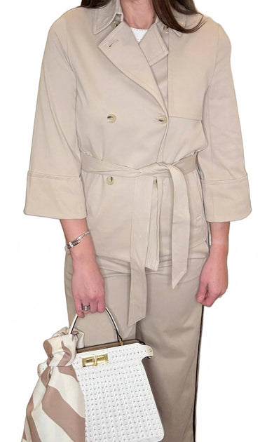 Lysse Dakota Cropped Trench Coat Beige Large 2