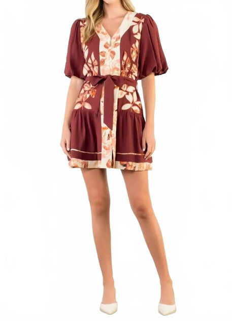 Mint Micah Puff Sleeve Button Up Dress Red Medium 2