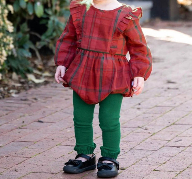 RuffleButts Noel Plaid Romper Red 6-12 Months 2