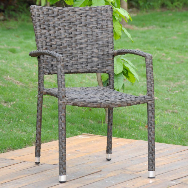 International Caravan Ibiza Resin Pandan Aluminum Square Back Dining Chair 3