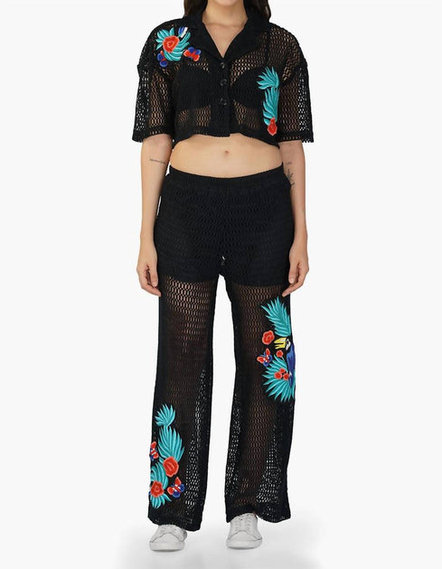 America & Beyond Crochet With Patches Pant Black Medium 2