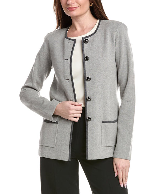 St. John Crewneck Spectator Jacket Grey XSmall 2