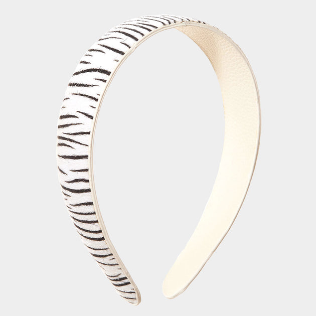 FASHNZFAB Zebra Print Headband White 2