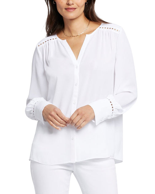 NYDJ Lace Peasant Top White Large 2