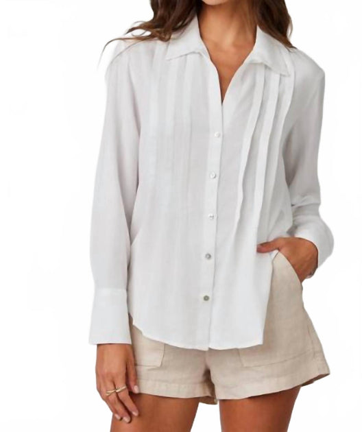 Bella Dahl Pintuck Button Down Shirt White Large 2