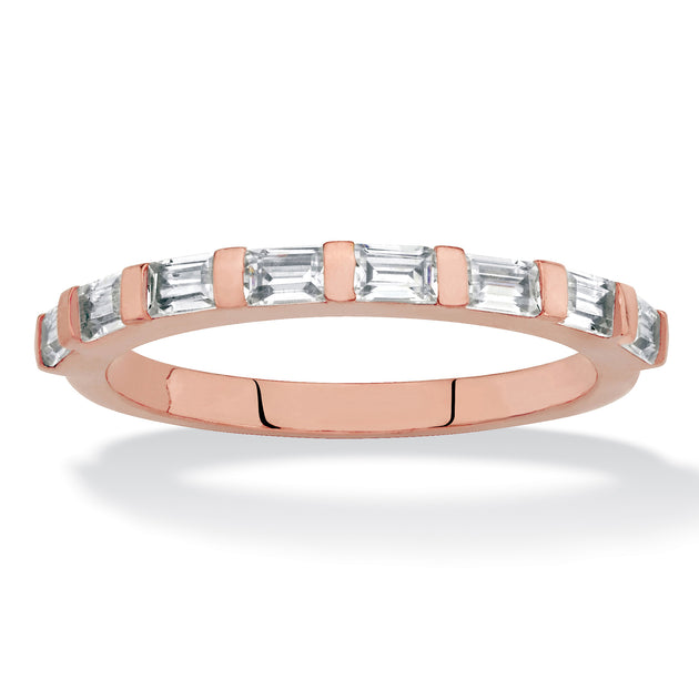 Palm .80 TCW CZ Rose Gold-Plated Stack Ring Pink US 10 2