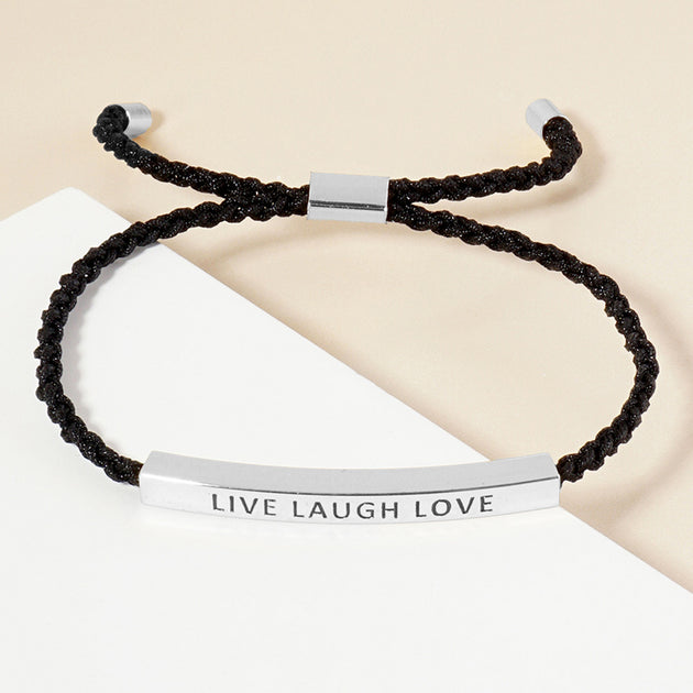 FASHNZFAB Live Laugh Love Message Bar Bracelet Black One Size 2