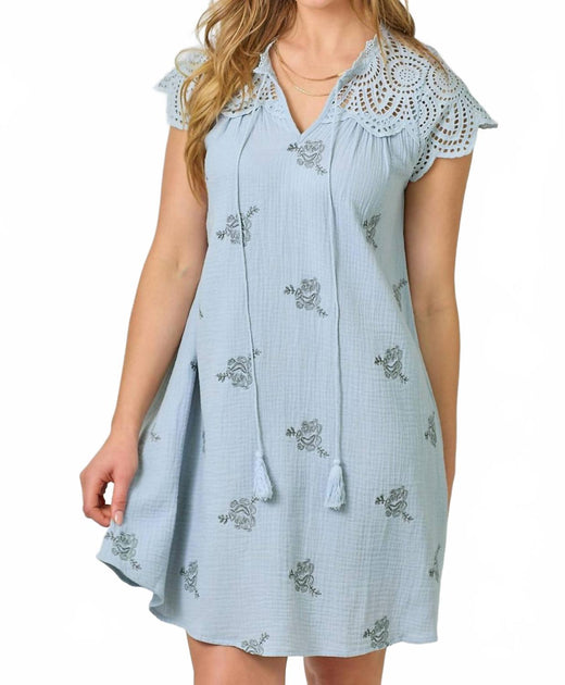 mystree Robe à Manches Œillet Bleu Small 2