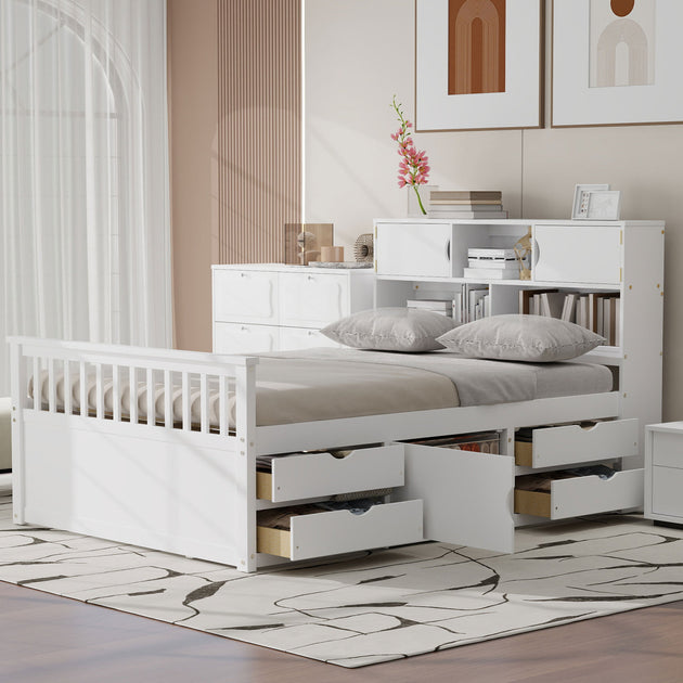 Streamdale Captain Platform Bed Frame White Full 3