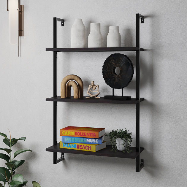 happimess Madera Classic Wall-Mounted Ladder Bookcase Brown 2
