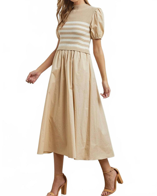 Polygram Leonora Knit Dress Beige Small 3
