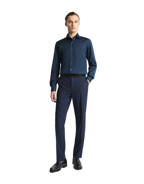 FAY Stretchstoff Hemd Marineblau Small 3