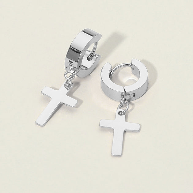 FASHNZFAB Cross Charm Mini Huggie Hoop Earrings Gold 2