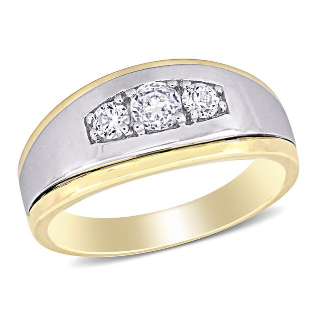 Mimi & Max 3-Stone Ring 10k White and Yellow Gold Silver US 10 2