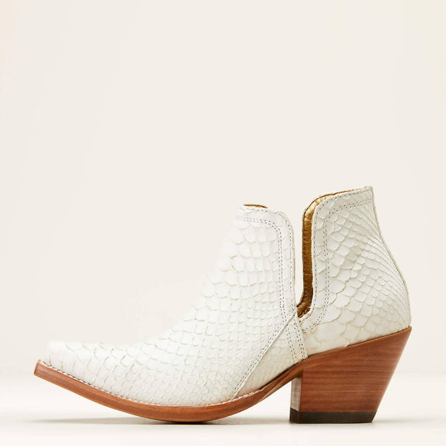 Ariat Dixon Exotic Python Western Bootie White US 8.5 4