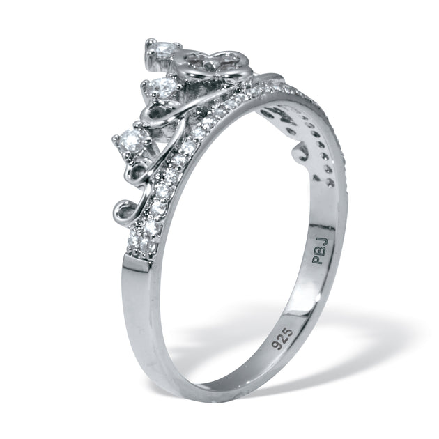 Palm .41 TCW Cubic Zirconia Sterling Silver Crown Ring Silver US 10 3