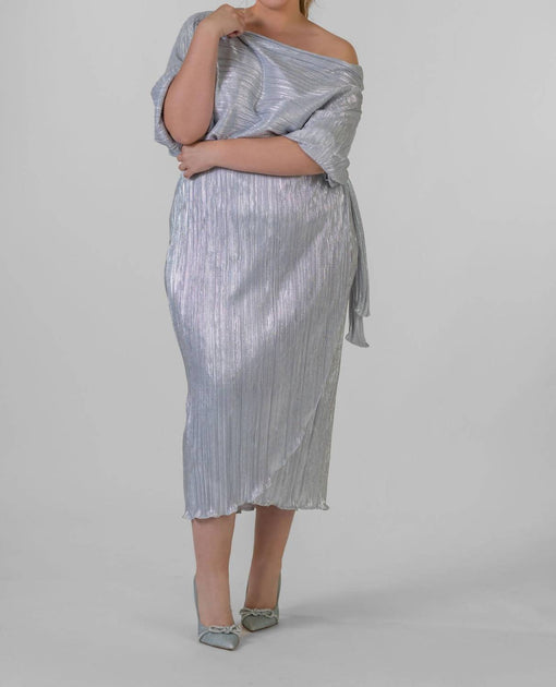 Never Fully Dressed Plisse Jaspre Wrap Skirt Silver Plus 3