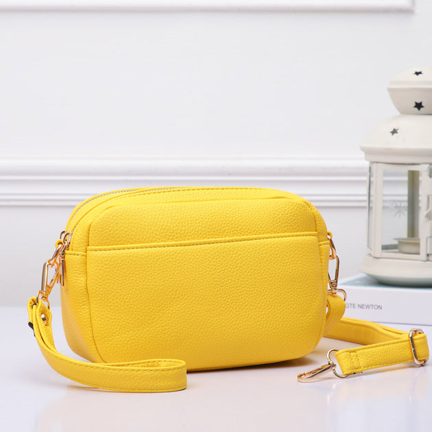 FASHNZFAB Pebbled Faux Leather Crossbody Bag Blue One Size 3