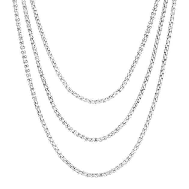 eklexic Luciana Triple Layer Box Chain Necklace Silver One Size 3