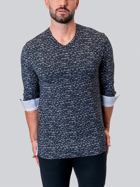 Maceoo Tetris V-Ausschnitt Hemd Schwarz/Blau Medium 2