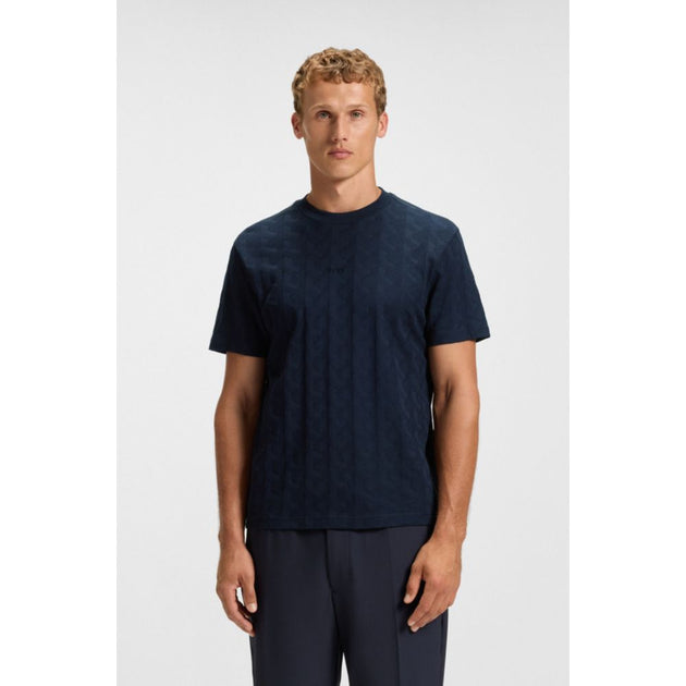 Boss Cotton T-Shirt mit Jacquard-Muster schwarz Small 4