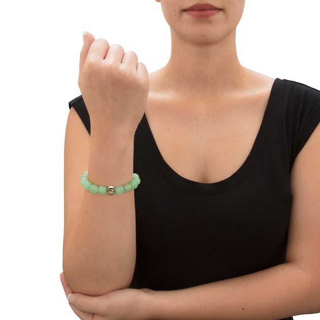 Palm Jade Beaded Stretch Bracelet Green One Size 4