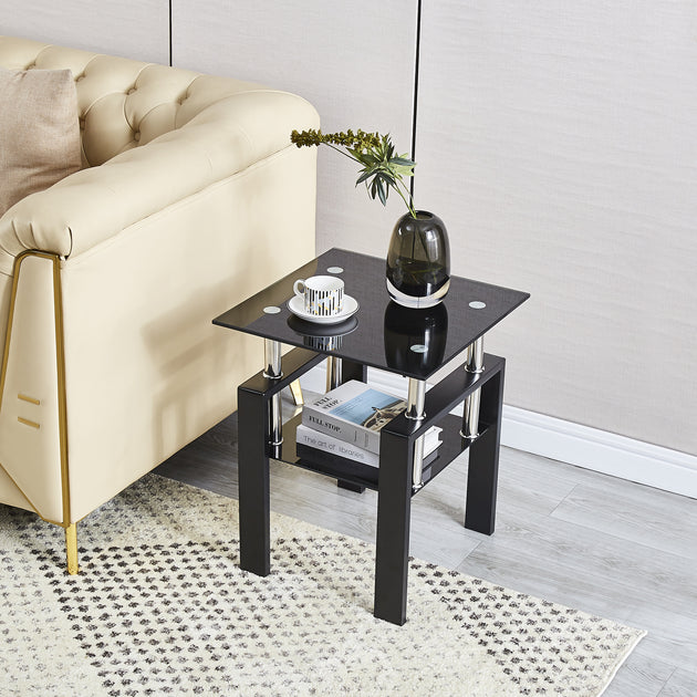 Streamdale 2-Piece Glass Sofa Table Black 3