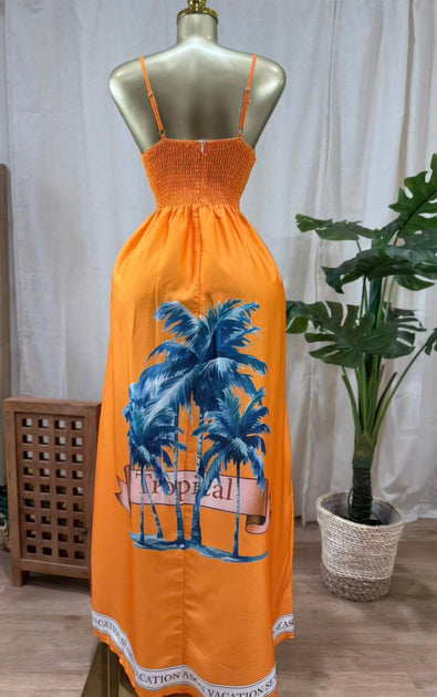 TRUEDAMES Kingston Palms Maxi Dress Yellow Large 4