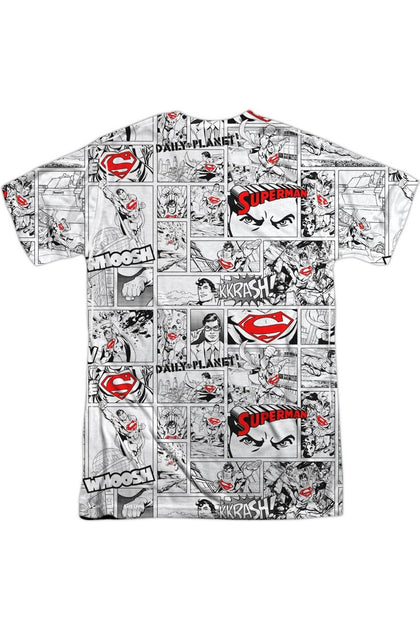 T-shirt Gildan Superman Comic Page All Over Manches Courtes Gris Large 3
